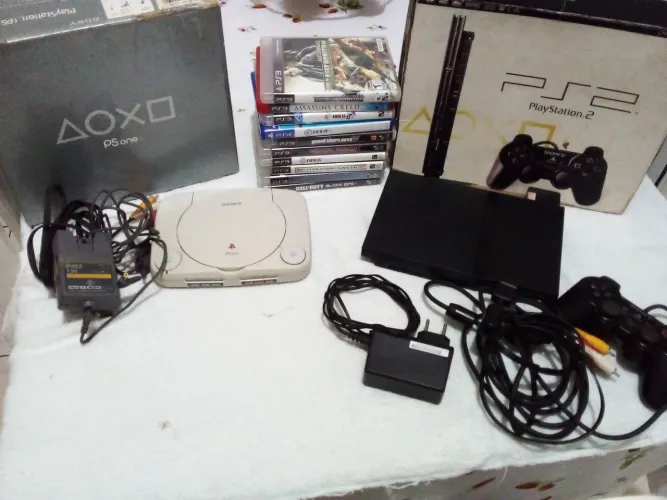 Video games playstation 1 e 2 com 10 jogos incluso