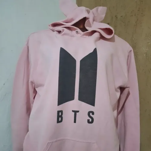 Moletom canguru rosa bts com orelha tm Mao gg