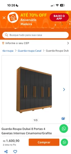 Guarda roupa 8 portas semi novo