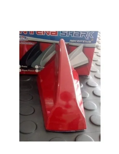 Antena Barbatana Shark Tubarão c sinal radio cores vermelho preto Fosco Prata