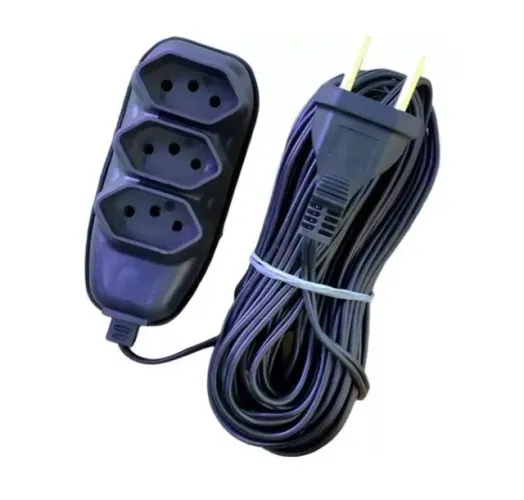 Extensão Elétrica Com 3 Tomadas 2p+t 10a 3 Metros (fio Pp Plano 3x0,75mm²) -