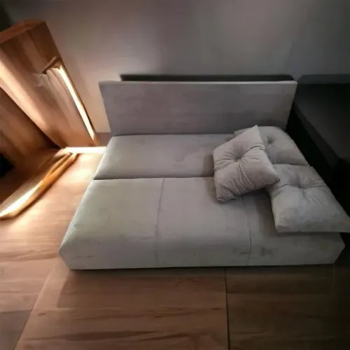 Sofá Cama Casal 3 lugares com encosto e almofadas Varias cores direto de fábrica