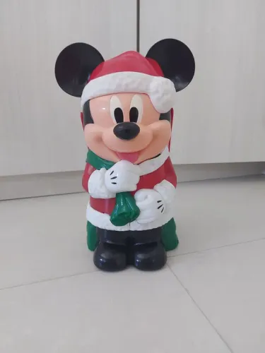 Balde de pipoca Mickey Mouse Natalino de Plástico - Decoração Natalina
