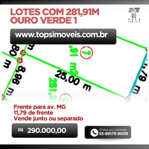 Lotes com 282 metros no bairro Ouro Verde 1