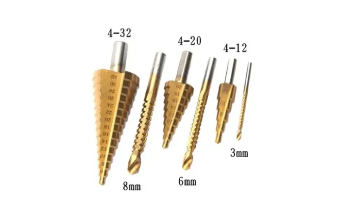 Broca Escalonada Espiral Revestido Titânio Mais Broca de Serra 06pcs