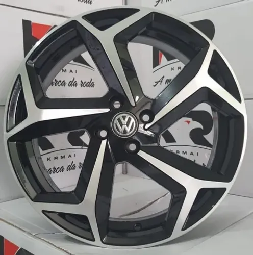 Roda aro 17 Krmai Volkswagen esportiva preta com diamantado jogo novo