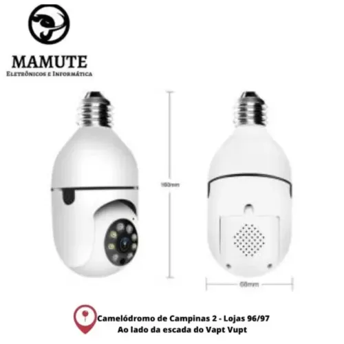 Lâmpada Câmera Ip Segurança Panorâmica Detecção Movimento