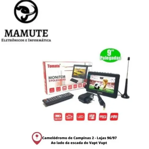 Tv Portatil Led Monitor Digital 9 Polegadas com Micro Sd e Antena - Mtm-909 Tomate