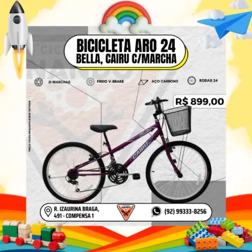 BICICLETA ARO 24 FEMININA JUVENIL C/ MARCHA