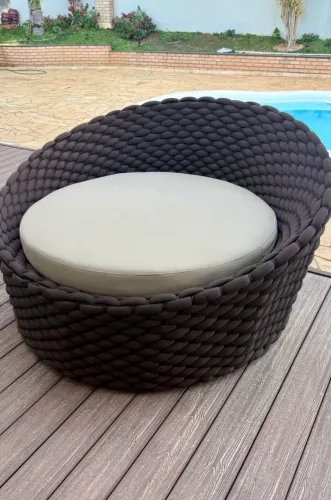 Sofa área externa chaise ostra alumínio tricô enchimento lazer conforto 