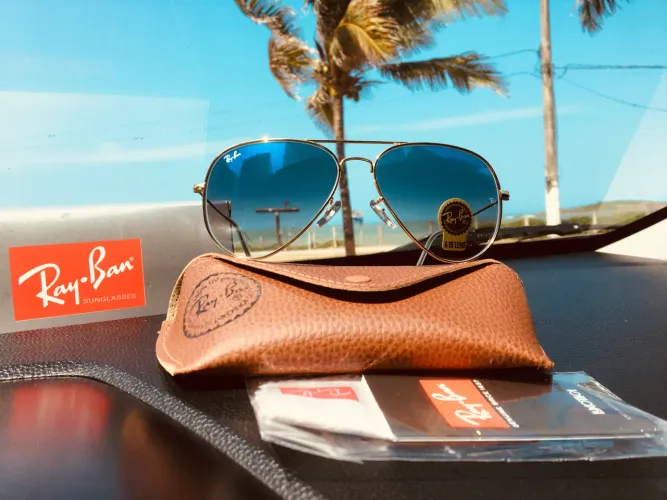 Oculos rayban aviador azul degrade Ray Ban lentes de cristal