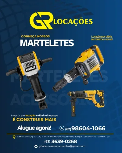 Aluguel de Marteletes Dewalt - GR Locações