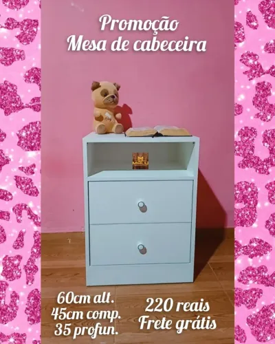 Mesa de Cabeceira 2 Gavetas - Promoção!