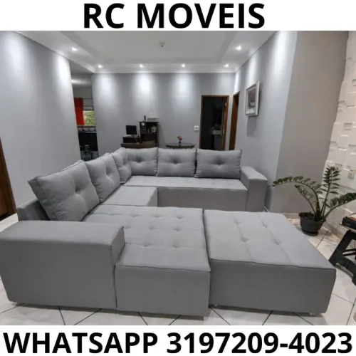 Sofá Toro Modulado com Chaise e Puff - Direto da Fábrica RC Móveis