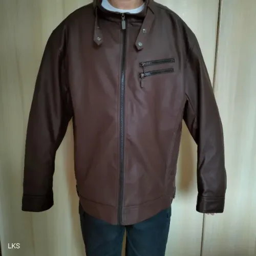 Jaqueta (Nova)de couro sintético marrom masculina