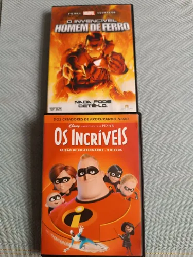 2 dvds filmes: O incrível Homem de Ferro e Os Incríveis