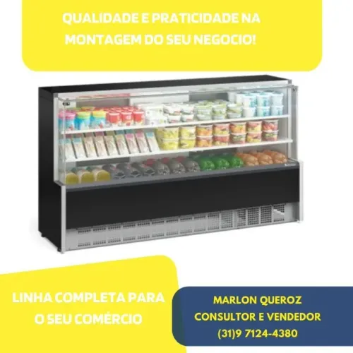 Balcão Refrigerado Vidro Reto 2,05M 2 Placas Frias Gelopar Novo