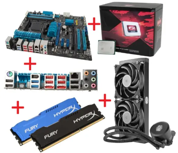 Kit Completo Pc Gamer Water Cooler AMD FX-9370 16gb Dual Chanel Conjunto Completo