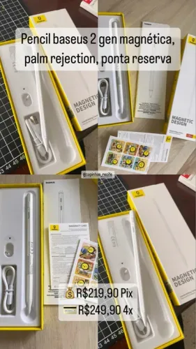 Caneta Baseus 2ª Geração para ipad - Magnética, Palm Rejection, Ponta Reserva