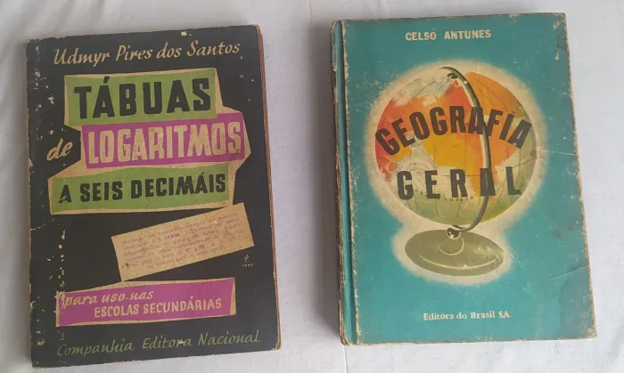 Livros ANTIGOS década 1960 - Tábuas de Logaritmos e Geografia Geral - COLECIONADOR.