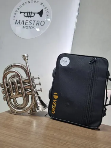 Trompete Pocket Sibemol Niquelado NOVO - 10X no Cartão - Envio p/ todo Brasil
