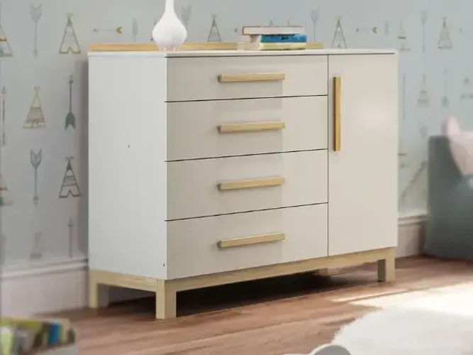 Comoda Infantil Louis Cinza Cedro NOVO FRETE E MONTAGEM GRÁTIS
