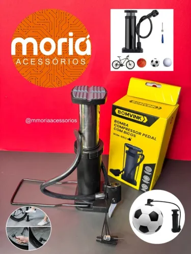 Bomba de Ar Portátil Alta Pressão com Pedal para Encher Pneus bicicleta bike Bola Boias 