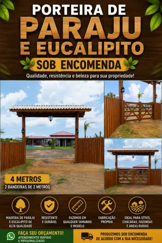 Porteira e portões de madeira 3 metros 
