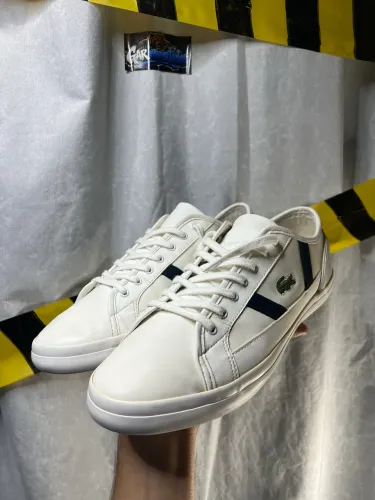 Tênis Lacoste Sideline LTH Couro Branco/Marinho - Original - Tam 40 BR / 9 USA
