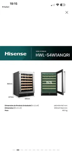 Adega Hisense muito nova 54 Garrafas