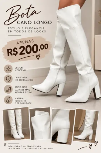Bota Vizzano Número 37 Branca Cano Alto