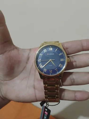 Relógio Curren masculino dourado aço inoxidável