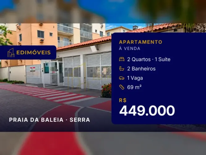 Linda vista: Apartamento 2 quartos na Praia da Baleia, venha conhecer