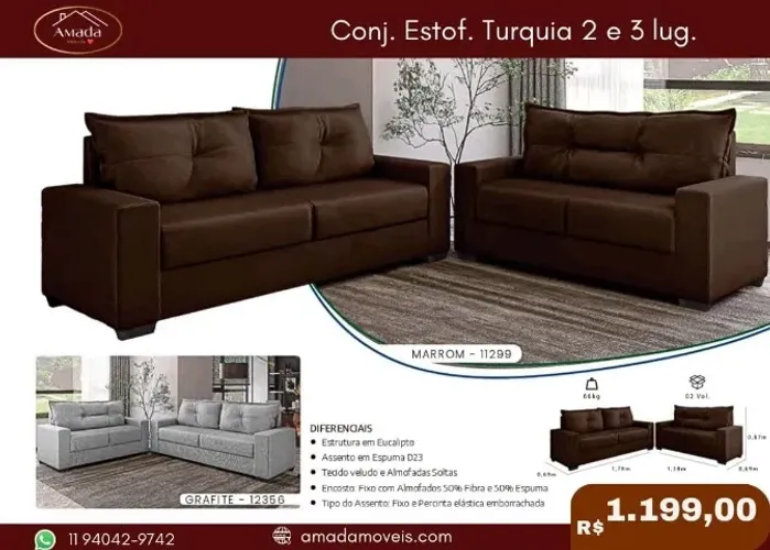 Conjunto estofado turquia, a pronta entrega 
