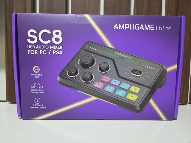 Mesa de Som USB Fifine Ampligame SC8 para PC e PS4 Nova