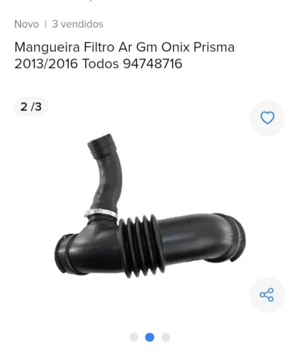 Mangote do filtro de ar do motor onix e prisma