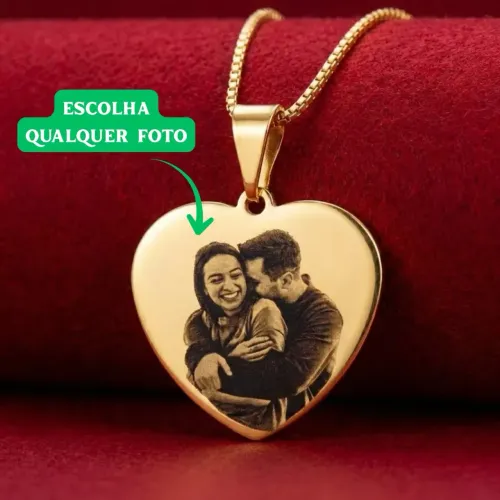 Colar Personalizado Foto Família (45cm) Banho Ouro 18k Anti Alérgico