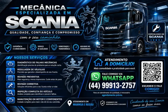 Mecânico especializado em scania, diagnóstico de falhas, regulagens e afins
