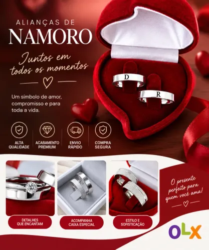 Alianças para namoro em aço cirúrgico - material Premium - R$189