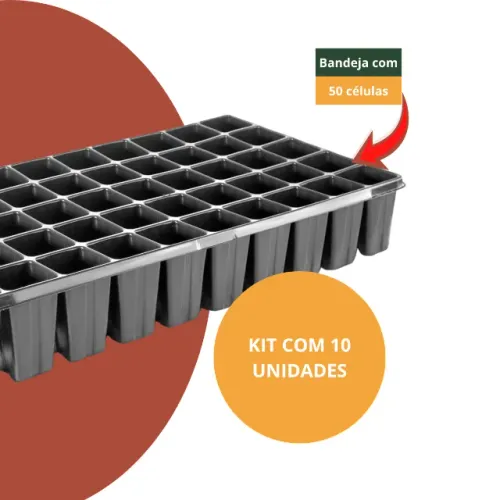 Kit Com 10 Bandejas De 50 Células Para Cultivo De Mudas