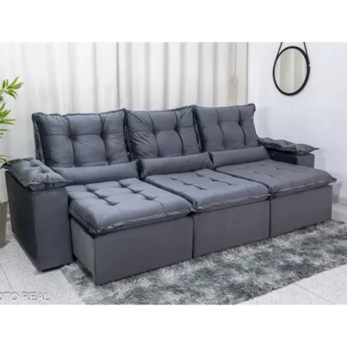 !!! ENTREGA GRATIS !!! Sofá Retrátil Reclinável Grécia 2.70m Veludo