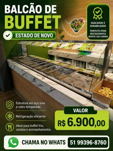 Balcão de Buffet Refrigeração Superior e Interna, pouquíssimo Uso!