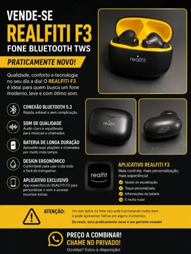 VENDO UM FONE REALFITI F3