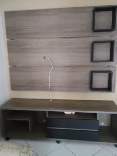 Conjunto, rack e painel para tv de 40" ou mais, rack com duas gavetas grandes e rodinhas