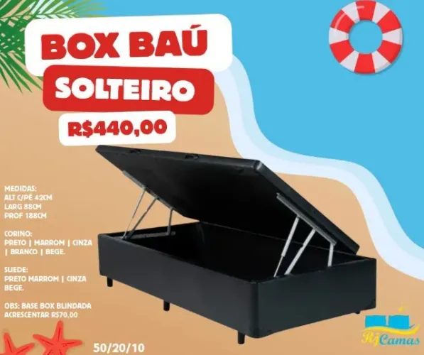 Base box baú solteiro (Pague na entrega)