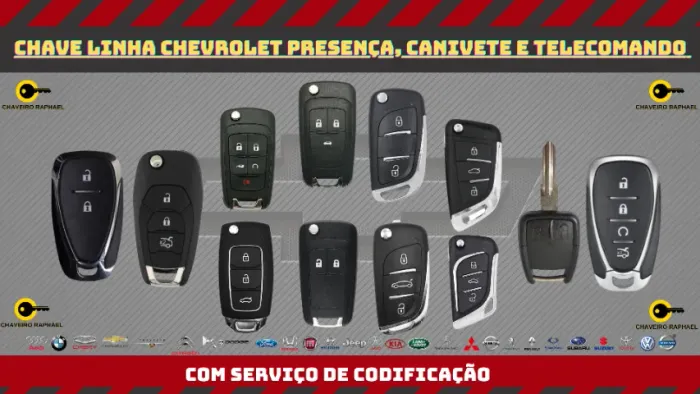 Chave Chevrolet Presença Canivete Telecomando Simples Completa com Serviço de Codificação