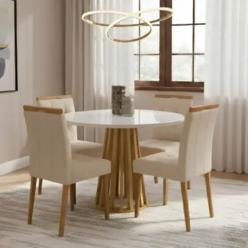Mesa Jantar Berlim Redonda 1,00m 4 Cadeiras 100% MDF Produto Novo!! Pronta Entrega!!
