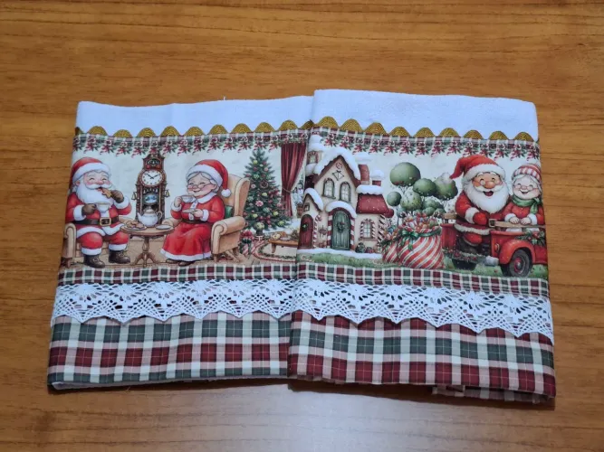 KIT 2 PANOS DE PRATO NATAL