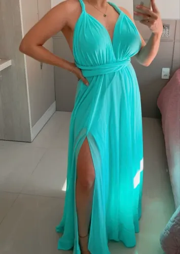 Vestido verde água várias formas - TAM U