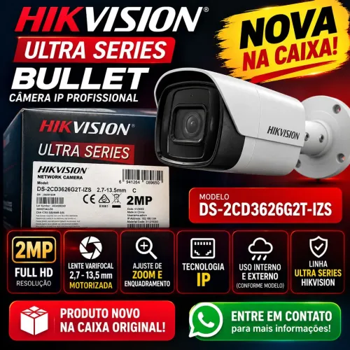 CÂMERA HIKVISION ULTRA SERIES BULLET ? NOVA NA CAIXA!<br>? Modelo: DS-2CD3626G2T-IZS